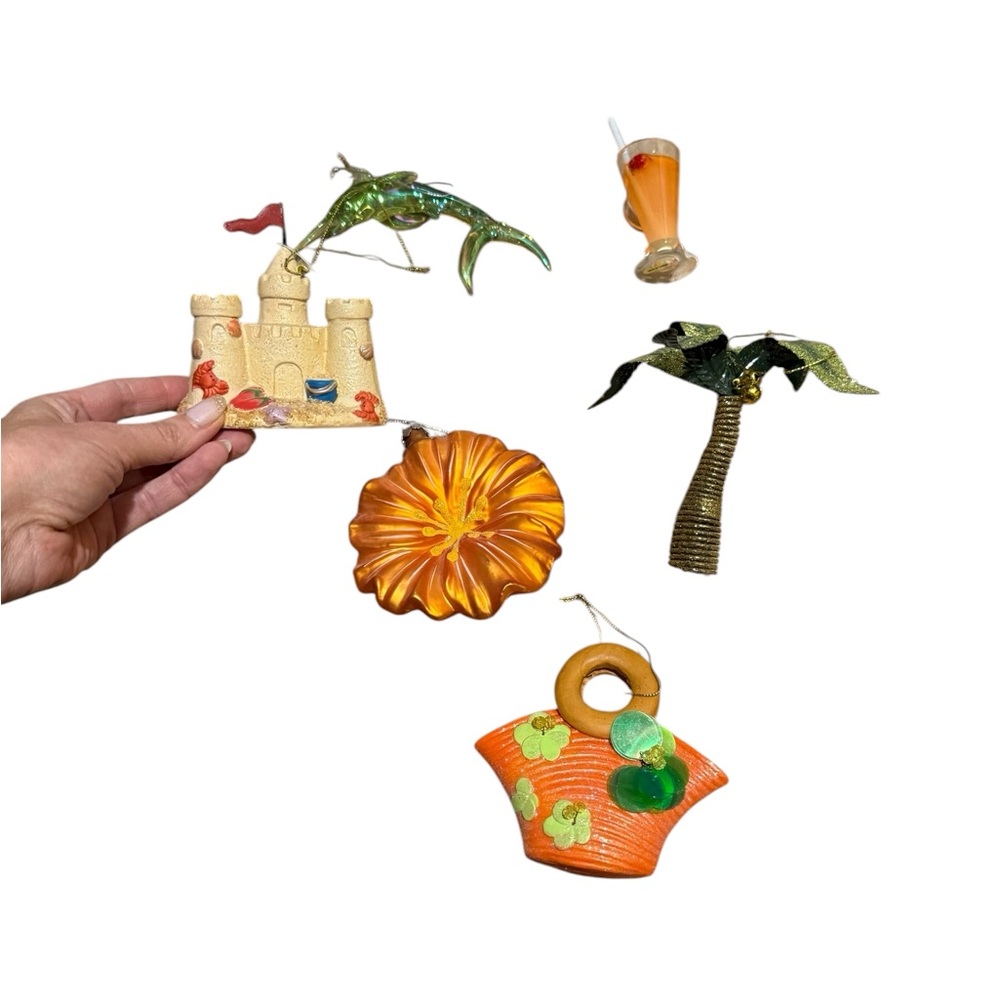 5 Tropical Themed Christmas Ornaments Set 5